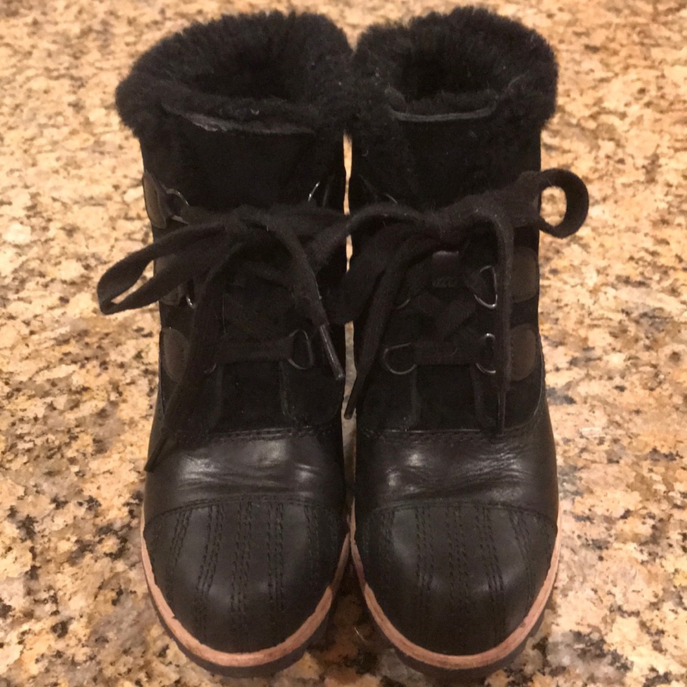 UGG Black Wedge shearling lined Boots